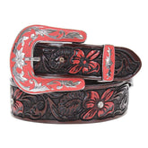 Cinto Feminino Country - Couro Bordado, Strass e Fivela Removível
