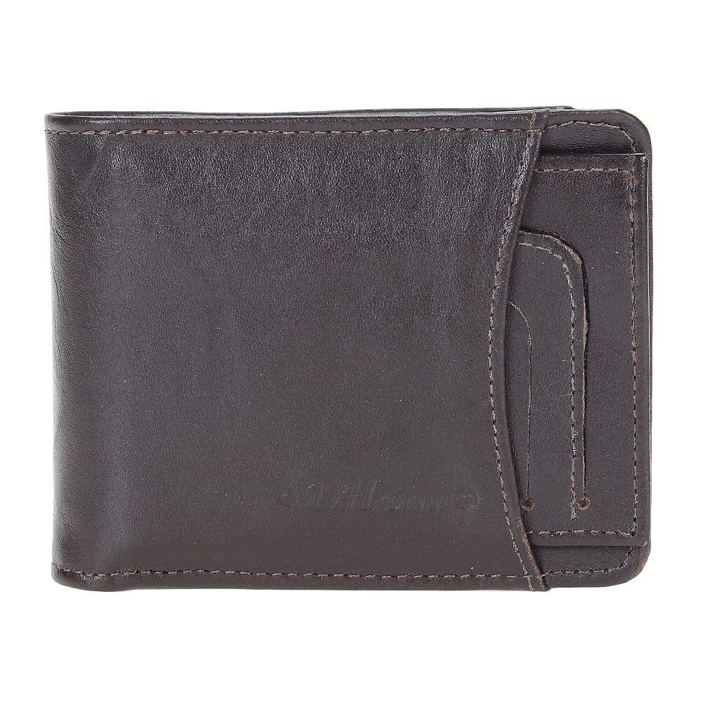 Carteira Masculina - Couro Legítimo Café Compacta 8 Cartões Porta-Moedas