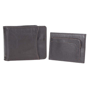 Carteira Masculina - Couro Legítimo Café Compacta 8 Cartões Porta-Moedas