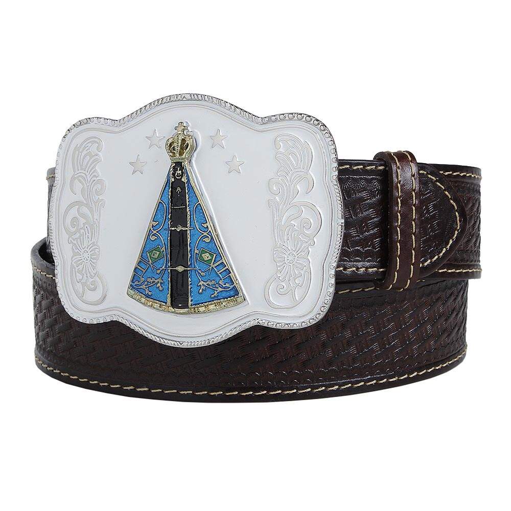 Cinto Nossa Senhora Artesanal - Couro Genuíno, Fivela e Qualidade