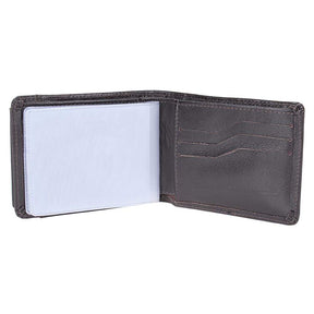 Carteira Masculina - Couro Legítimo Café Compacta 8 Cartões Porta-Moedas