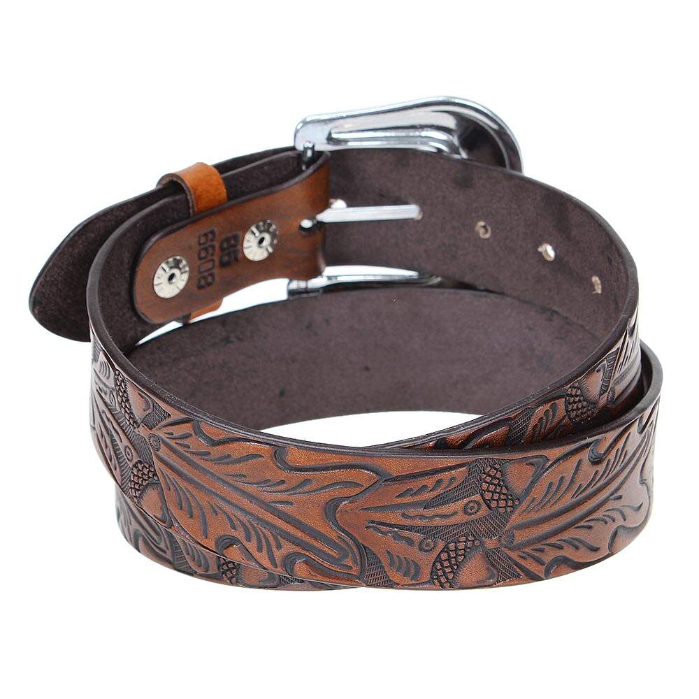 Cinto de Couro Legítimo Bordado -  Fivela Removível