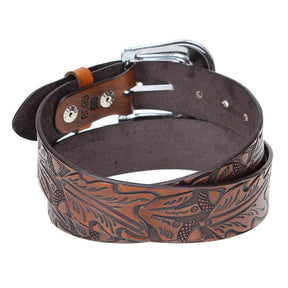 Cinto de Couro Legítimo Bordado -  Fivela Removível