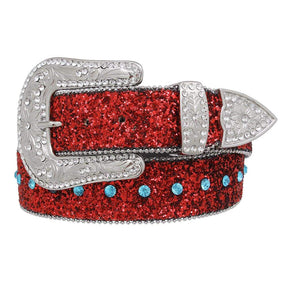Cinto Feminino de Couro Legítimo - Strass Removível Country