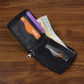 Carteira Masculina Preta de Couro Genuíno