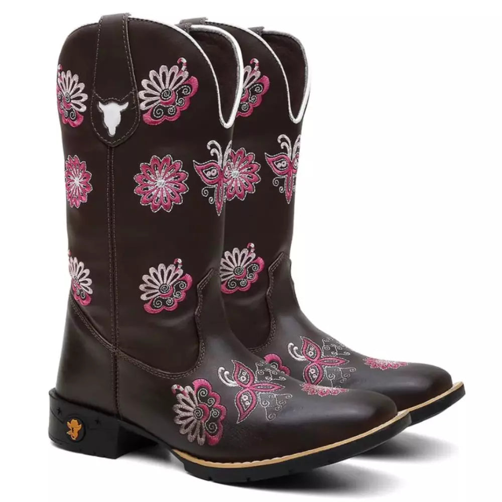 Bota Texana Feminina "Mandala Rosa" - Esporatto