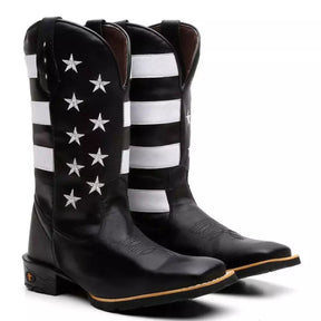 Bota Texana Masculina "Estados Unidos" Preta - Esporatto