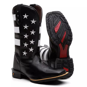 Bota Texana Masculina "Estados Unidos" Preta - Esporatto