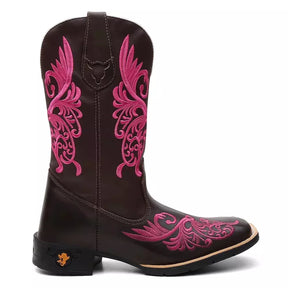 Bota Texana Feminina "Floral Rosa" - Esporatto
