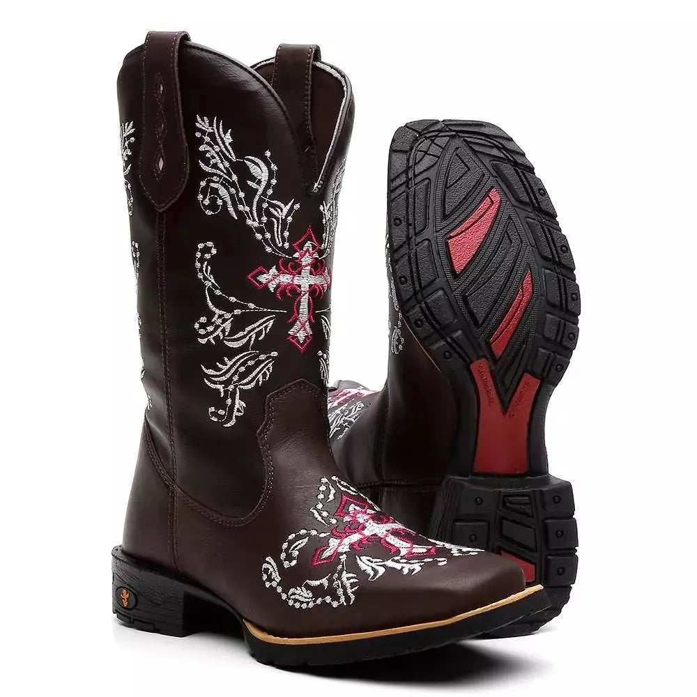 Bota Texana Feminina "Cruz Rosa" - Esporatto