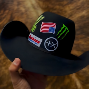 Chapeu 3 Pralana preto + Adesivos