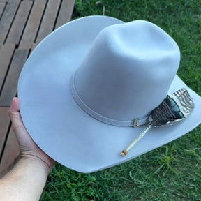 Chapéu Country Pralana Branco Lã Premium Aba 11cm Copa 12cm Unissex