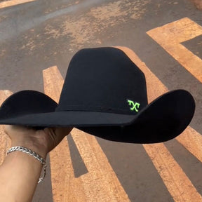 Chapéu Country Pralana Feltro Preto Lã Premium Unissex Estilo Rodeio Elegante