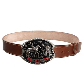 Cinto Country de Couro Genuíno - Fivela Muladeiro Destacável (Promoção Black do Campo)