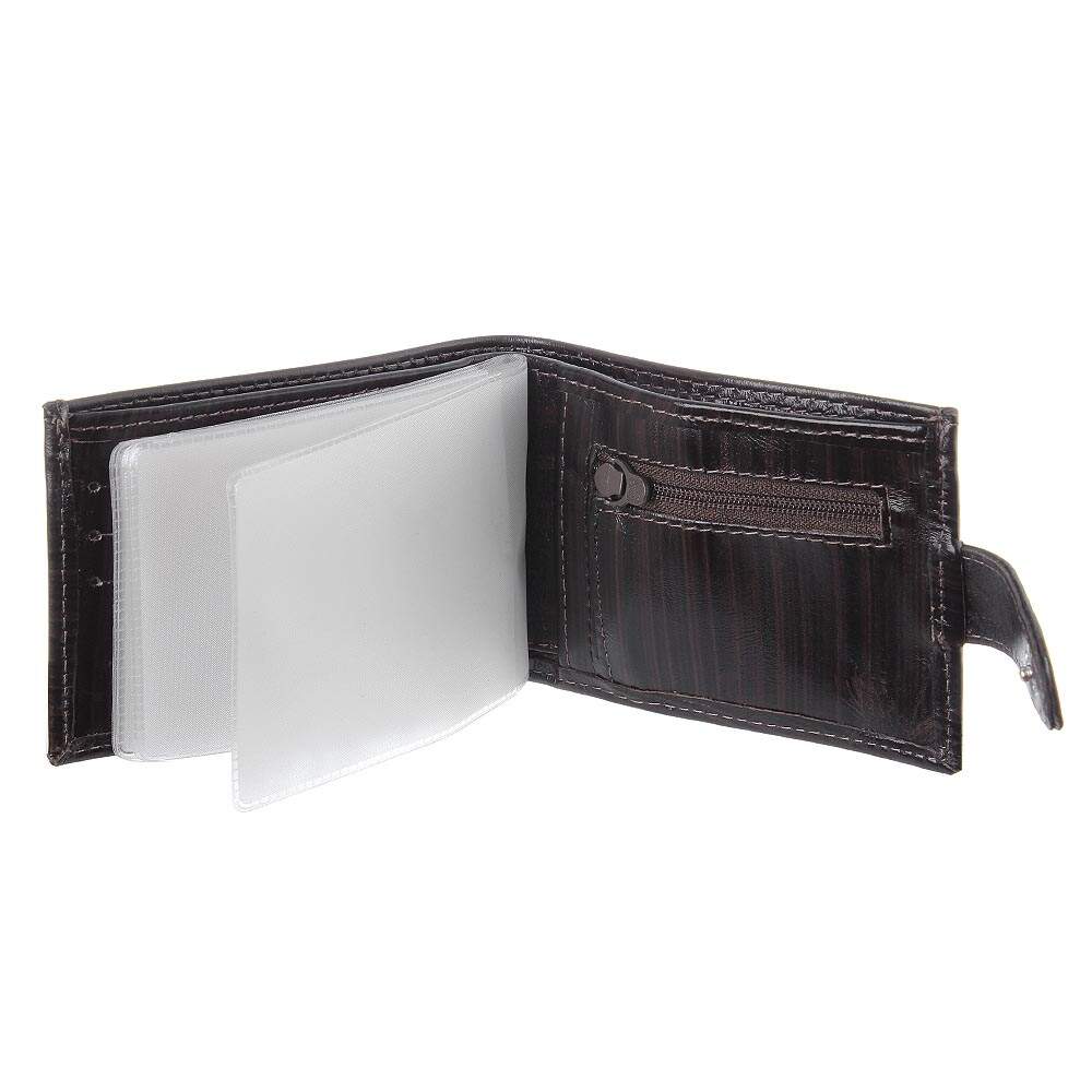 Carteira Masculina de Couro Marrom - Porta Moedas, Zíper Interno, Compacta e Segura