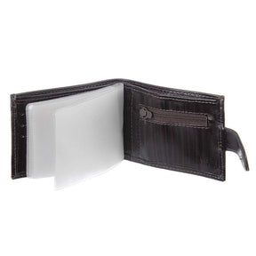 Carteira Masculina de Couro Marrom - Porta Moedas, Zíper Interno, Compacta e Segura