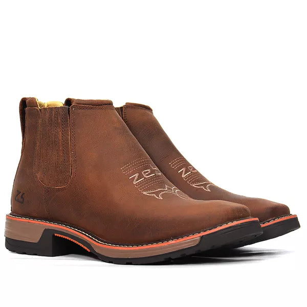 [COMPRE 1 LEVE 2] Botina Couro Genuíno Terra - Com Palmilha Gel Conforto + CINTO TEXAS DE BRINDE