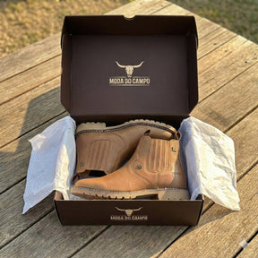 Botina Vira Francesa Whisky - Couro Floater Premium Masculina