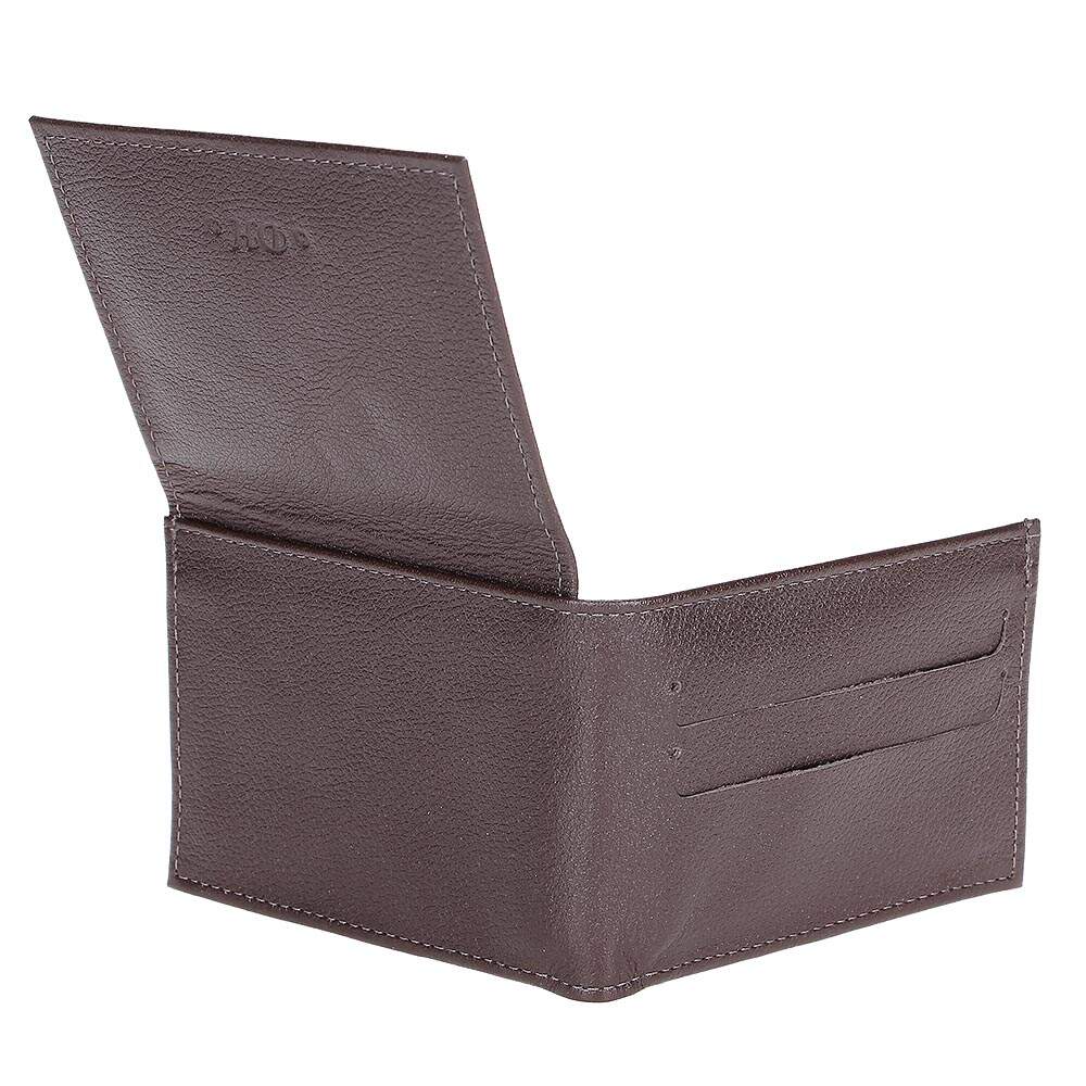 Carteira de Bolso Masculina - Couro Legítimo Marrom com 14 Compartimentos