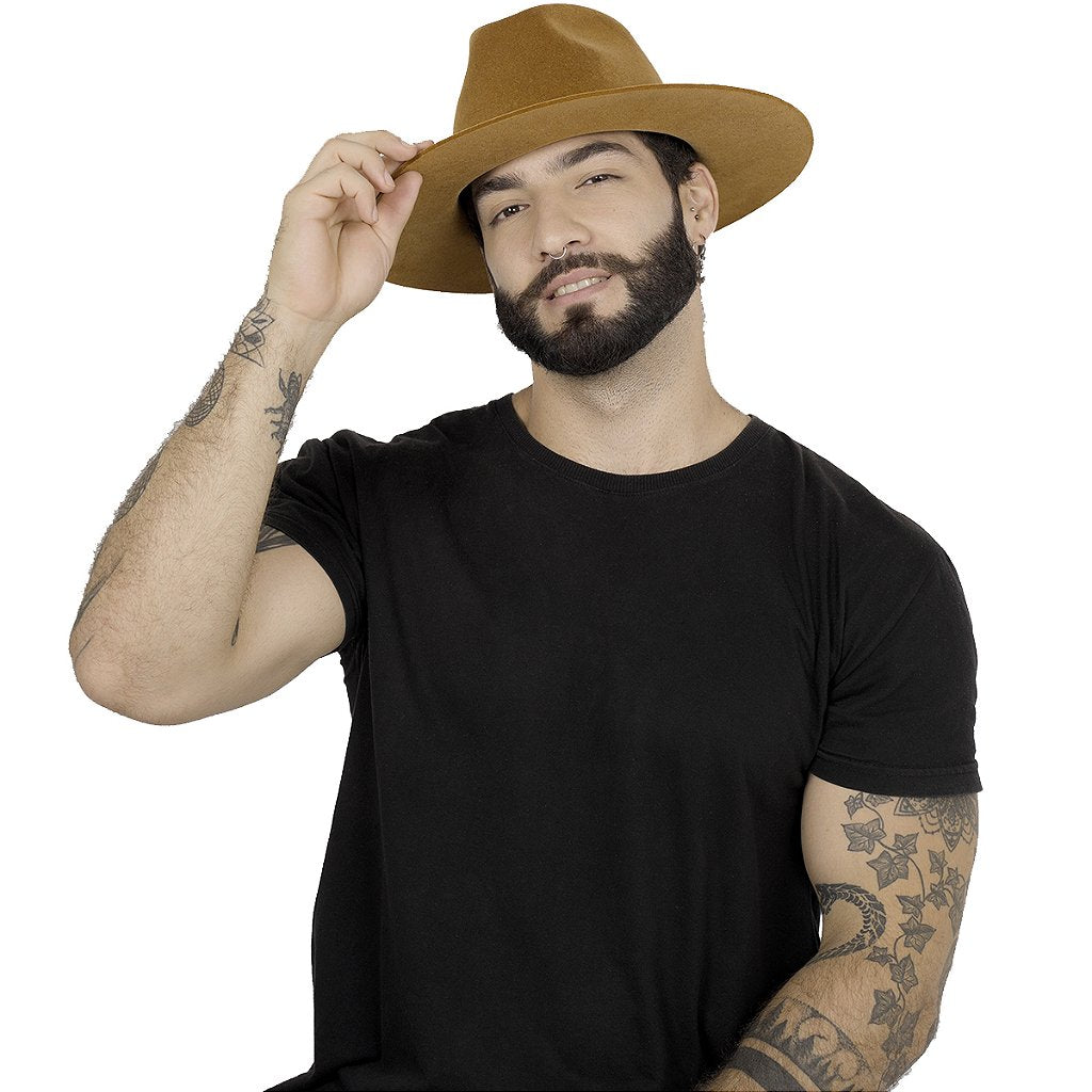 Chapéu Marrom Unissex Aveludado Aba Reta - Estiloso Premium