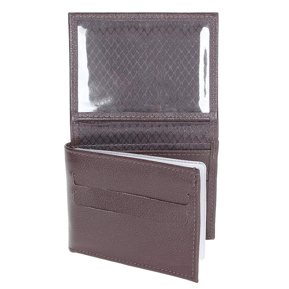 Carteira de Bolso Masculina - Couro Legítimo Marrom com 14 Compartimentos