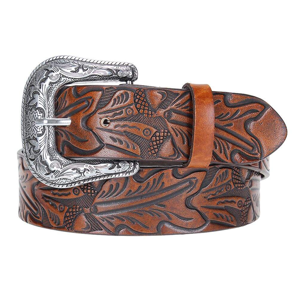 Cinto de Couro Legítimo Bordado -  Fivela Removível