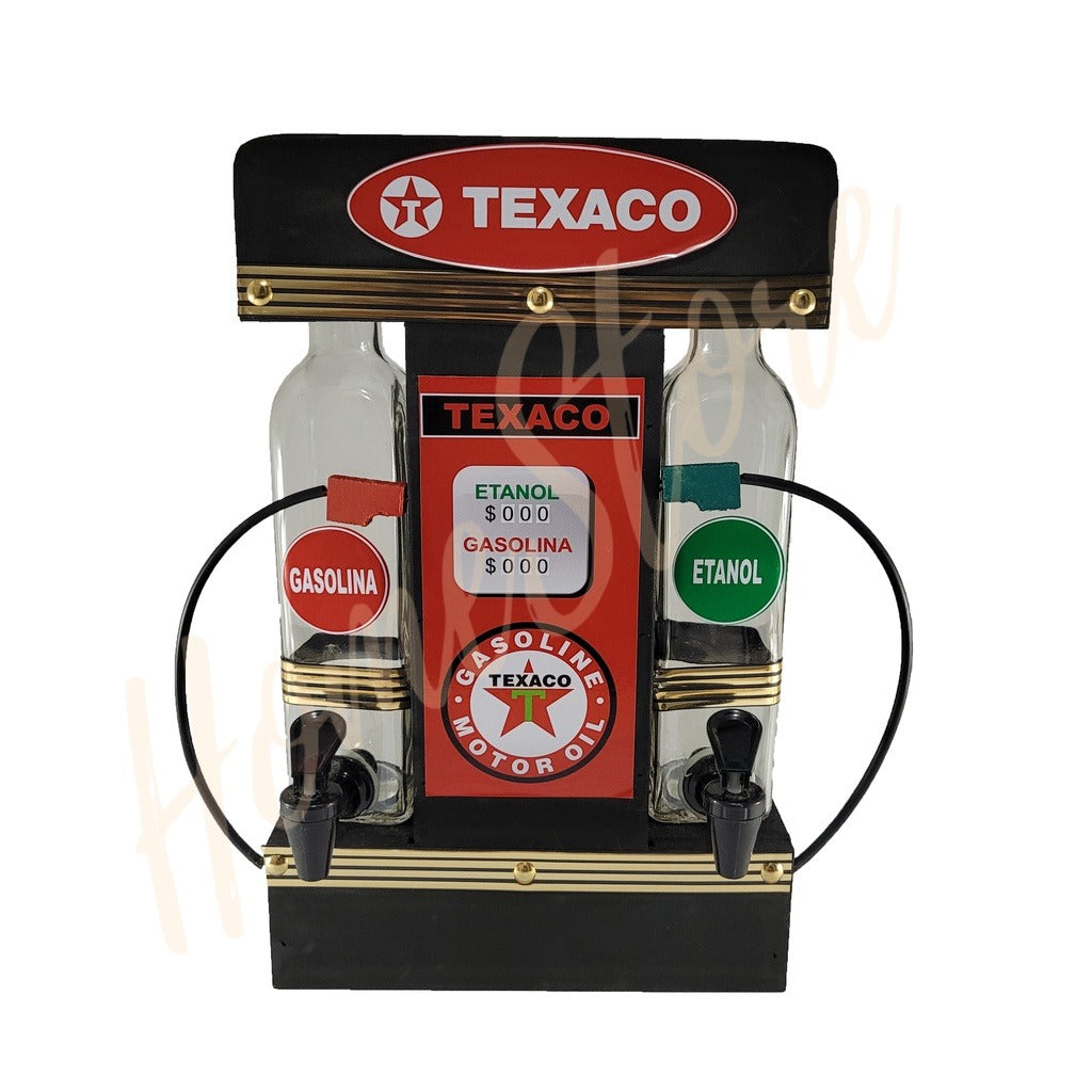 Pingometro Posto de Combustível Colorido para Cachaça em Madeira com 1 Copo para Área de Churrasco