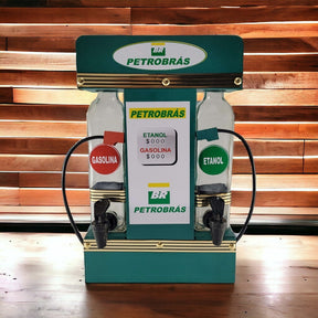 Pingometro Posto de Combustível Colorido para Cachaça em Madeira com 1 Copo para Área de Churrasco