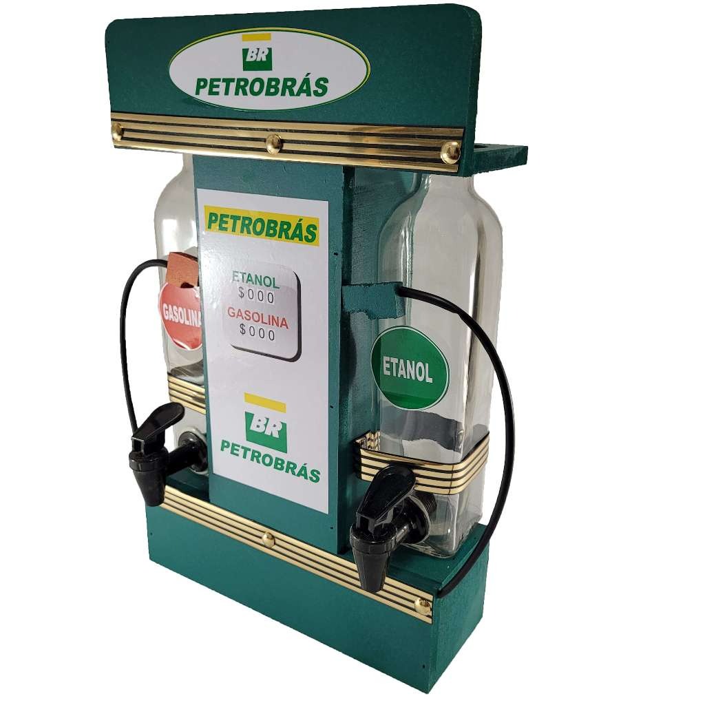 Pingometro Posto de Combustível Colorido para Cachaça em Madeira com 1 Copo para Área de Churrasco